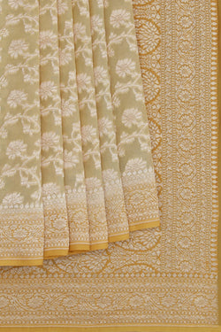 Image of Banarasi Chiffon Spring Yellow Saree