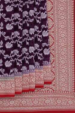 Image of Banarasi Chiffon Violet Saree