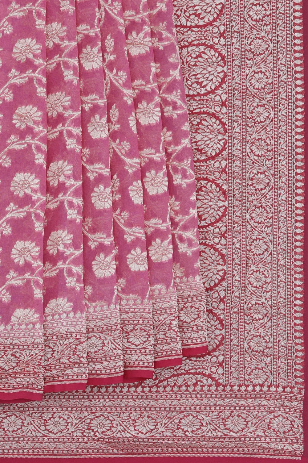 Banarasi Chiffon Pink Saree