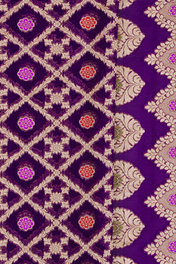 Image of Banarasi-Chiffon Brocade Purple Saree