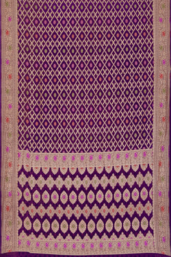 Image of Banarasi-Chiffon Brocade Purple Saree