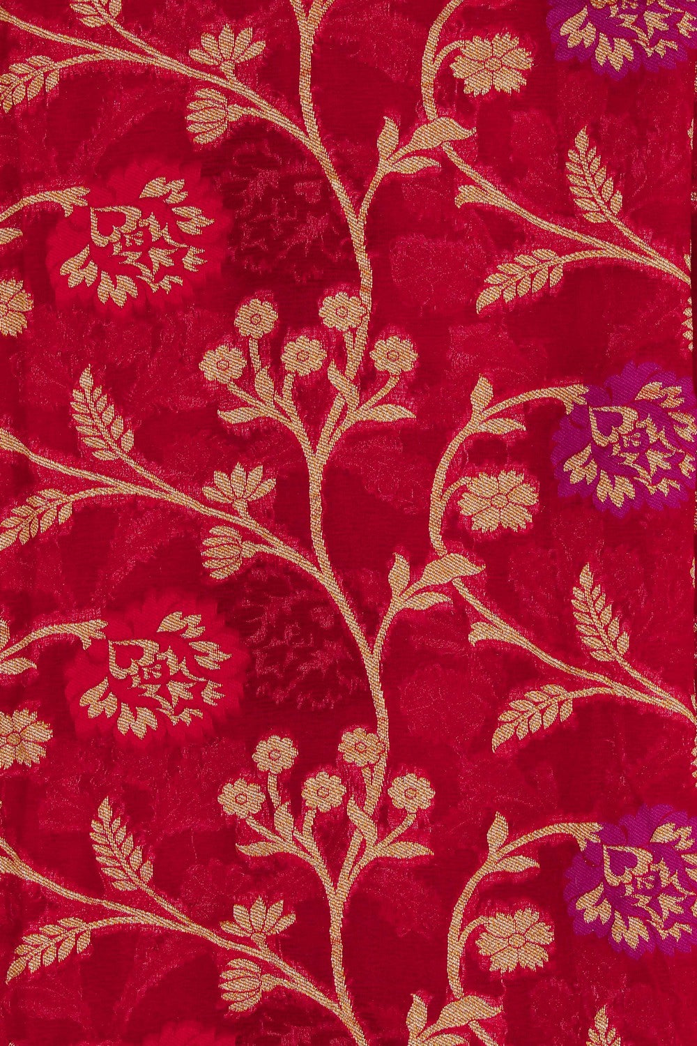 Image of Banarasi-Chiffon Brocade Red Saree