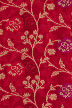 Image of Banarasi-Chiffon Brocade Red Saree