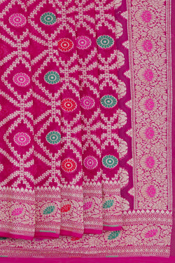 Image of Banarasi-Chiffon Brocade Pink Saree