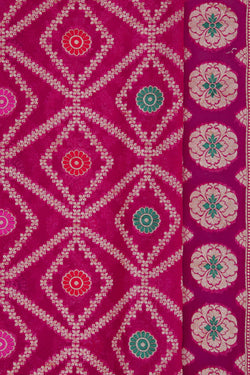 Image of Banarasi-Chiffon Brocade Pink Saree