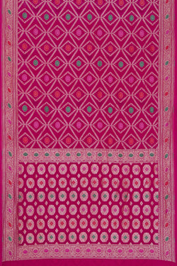 Image of Banarasi-Chiffon Brocade Pink Saree