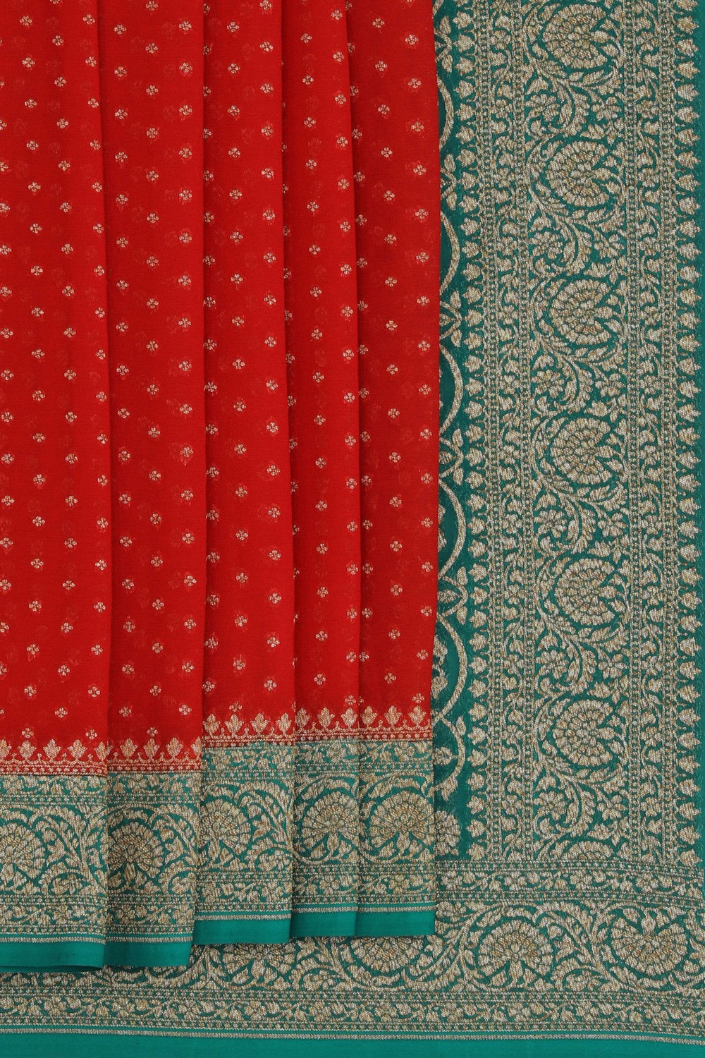 Banarasi-Chiffon Brocade Red Saree