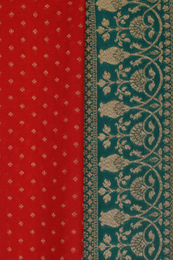 Image of Banarasi-Chiffon Brocade Red Saree