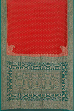 Image of Banarasi-Chiffon Brocade Red Saree