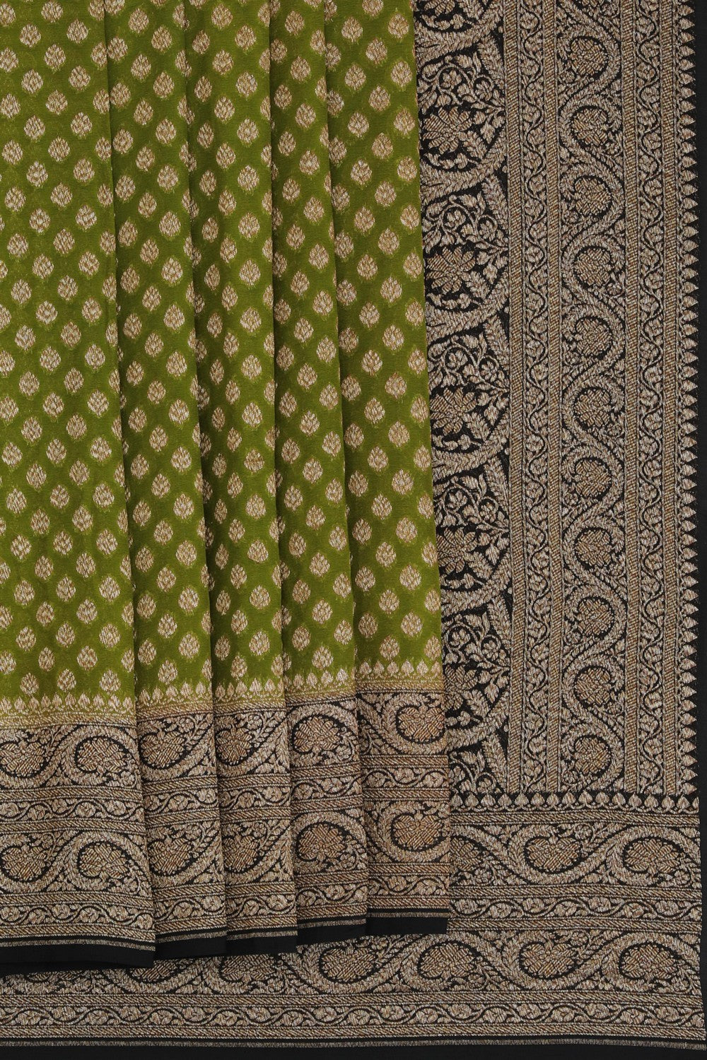 Banarasi-Chiffon Brocade Green Saree