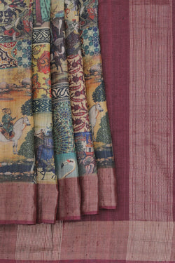 Image of Tussar Silk Modern Printed Version Saree