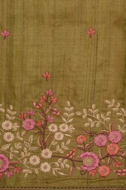 Image of Tussar Silk Embroidery Saree