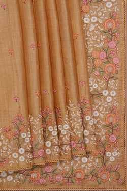 Image of Tussar Silk Embroidery Saree