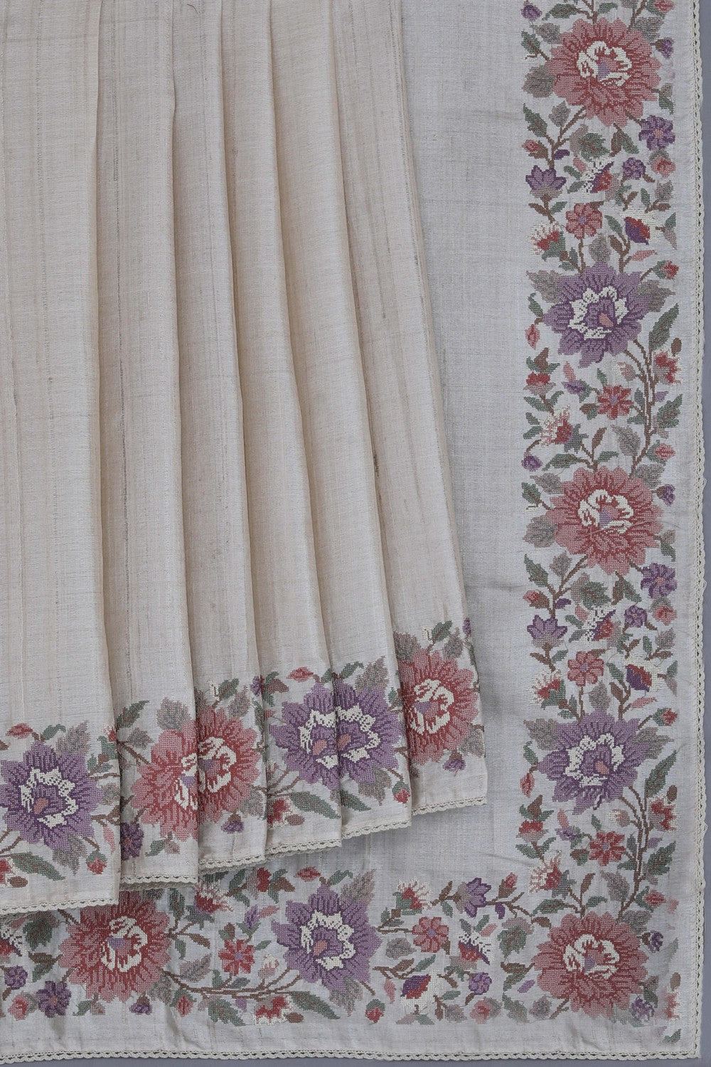 Tussar Silk Embroidery Saree