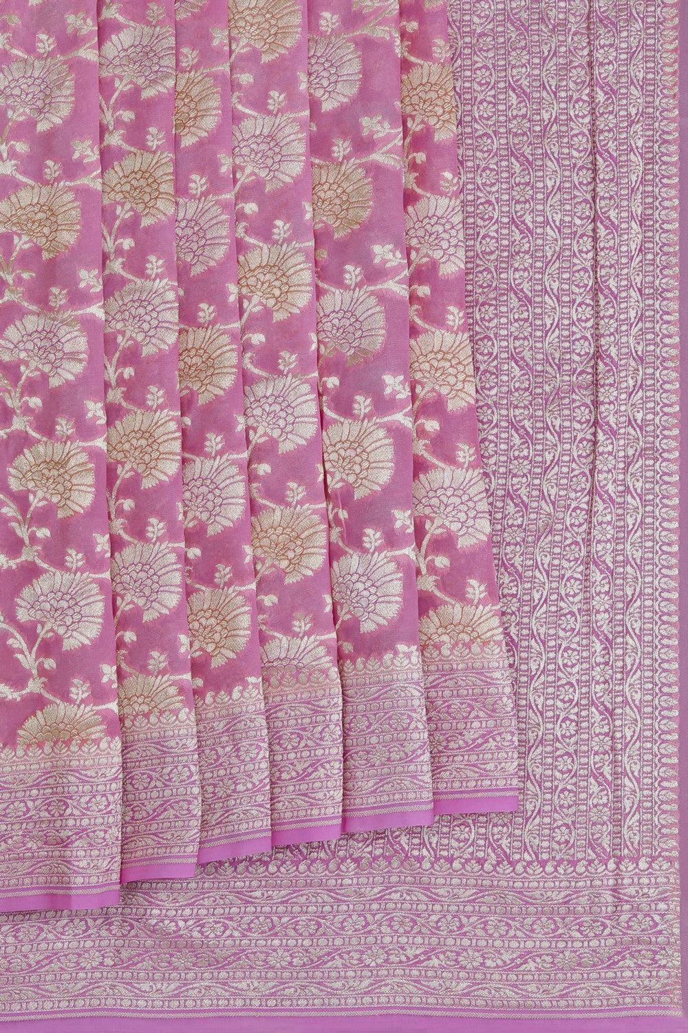 Banarasi-Chiffon Brocade Pink Saree