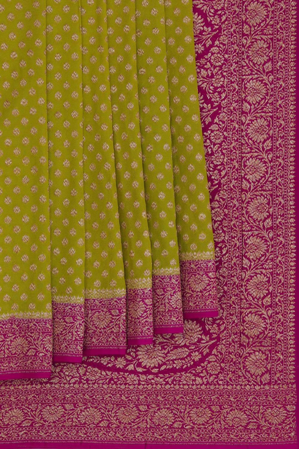 Image of Banarasi Chiffon Green Saree