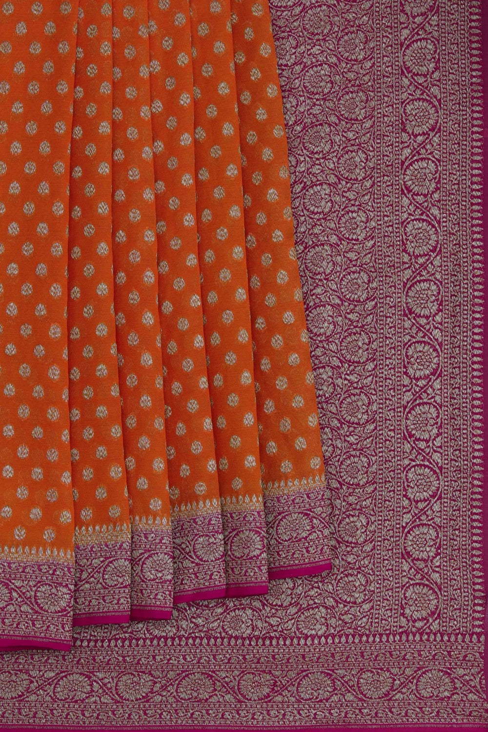 Banarasi Chiffon Orange Saree