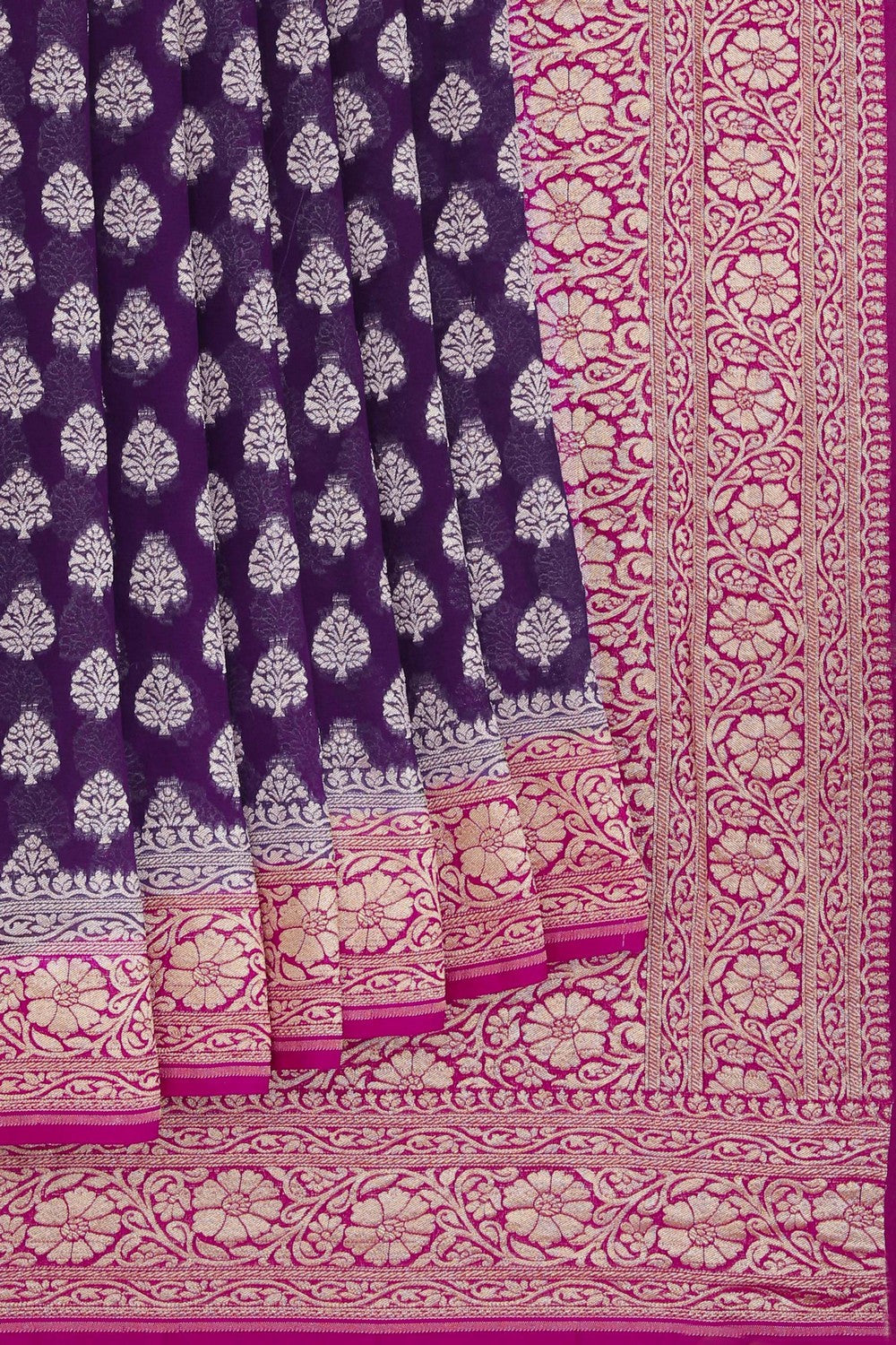 Banarasi-Chiffon Purple Saree