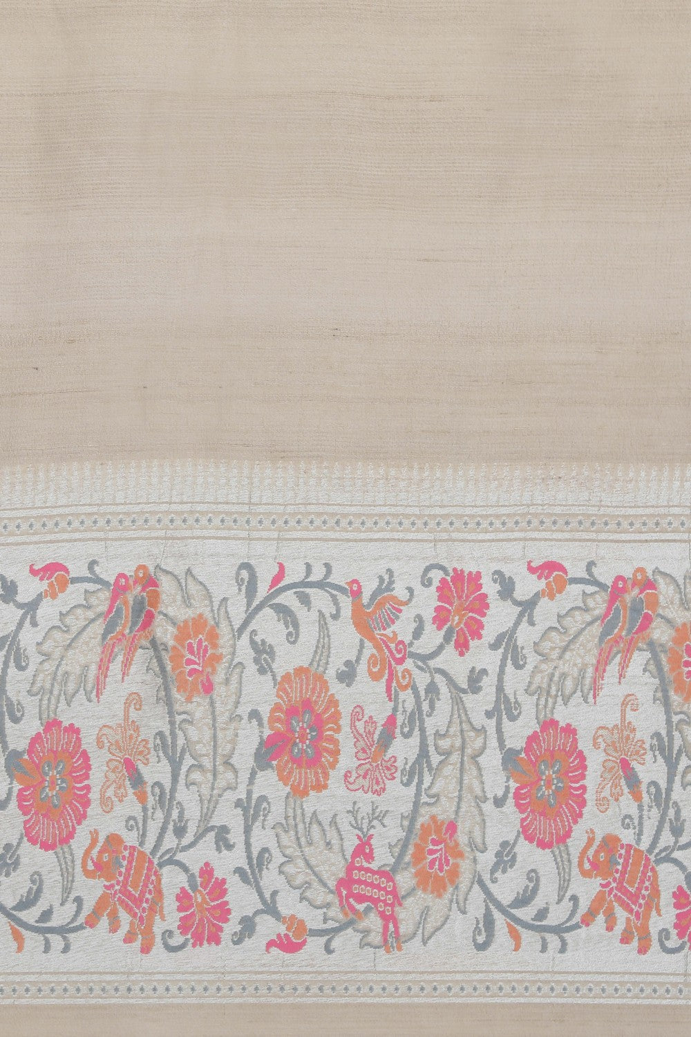 Banarasi Tussar Silk Beige Off-White Saree