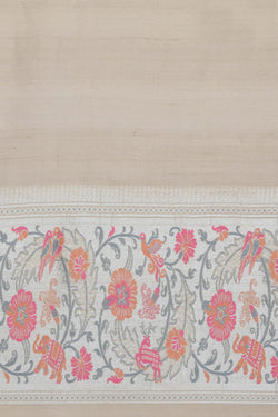 Image of Banarasi Tussar Silk Beige Off-White Saree