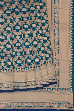 Image of Banarasi Katan Silk Blue Saree