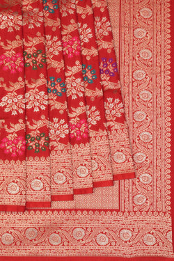 Image of Banarasi Katan Silk Red Saree