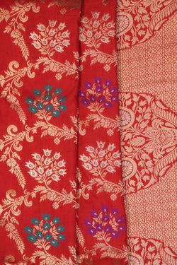 Image of Banarasi Katan Silk Red Saree