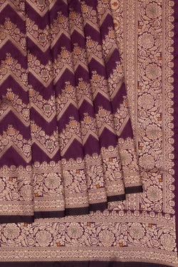 Image of Banarasi Katan Silk Violet Saree