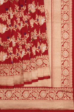 Image of Banarasi Katan Silk Red Saree