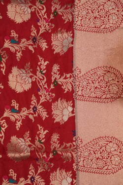 Image of Banarasi Katan Silk Red Saree