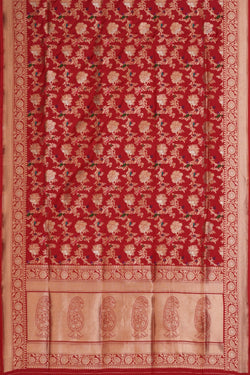 Image of Banarasi Katan Silk Red Saree