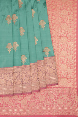 Image of Banarasi Katan Silk Aqua Blue Saree