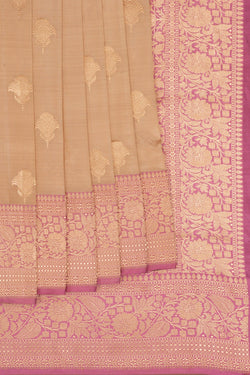 Image of Banarasi Katan Silk Off-white Saree