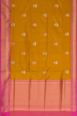 Image of Banarasi Katan Silk Fenugreek Green Saree