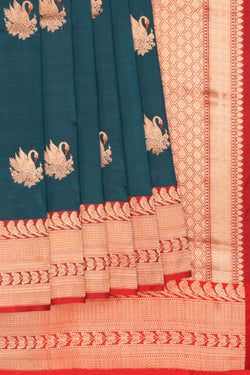 Image of Banarasi Katan Silk Blue Saree