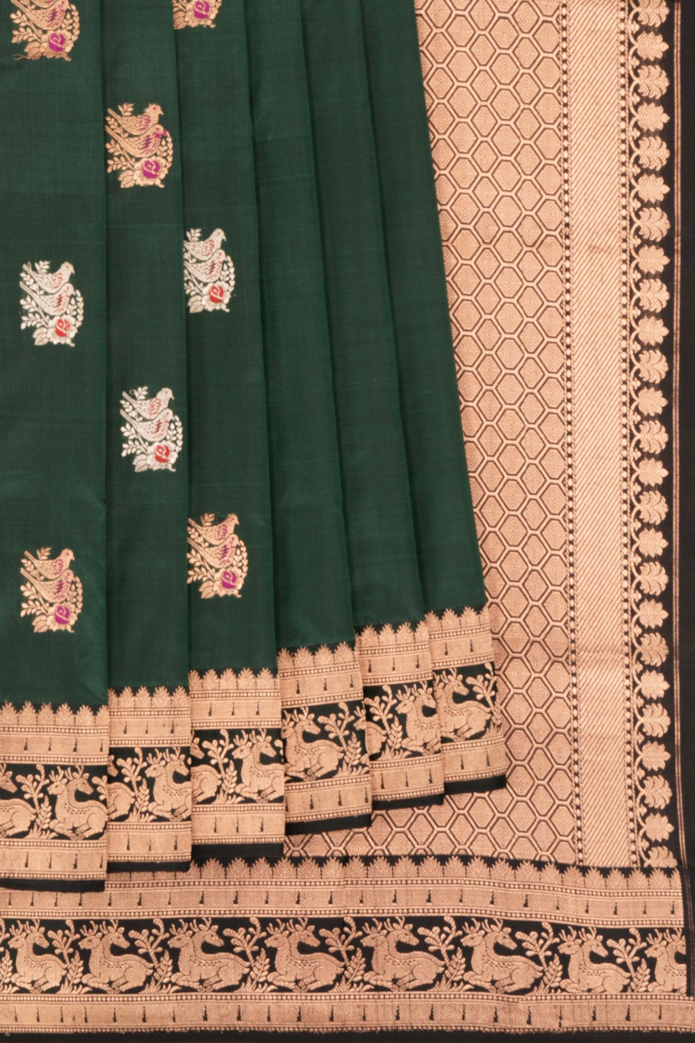 Banarasi Katan Silk Bottle Green Saree