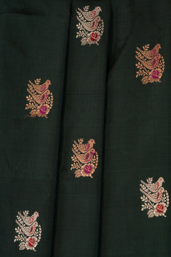 Image of Banarasi Katan Silk Bottle Green Saree