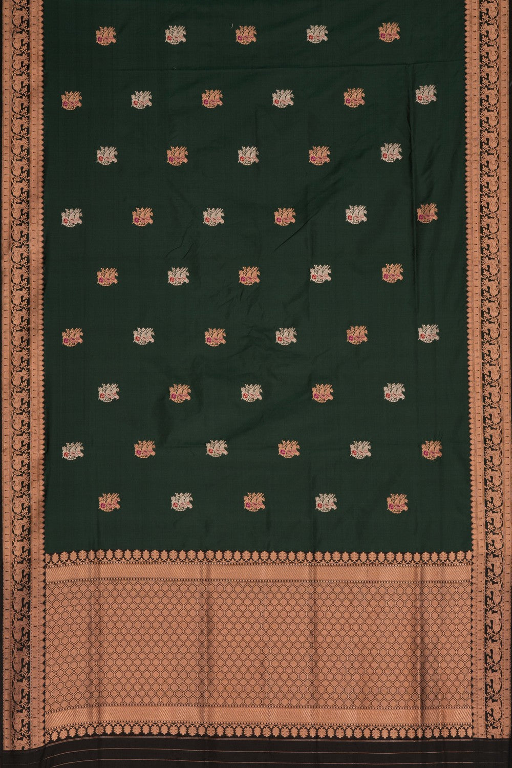 Banarasi Katan Silk Bottle Green Saree