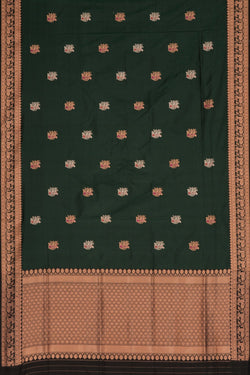 Image of Banarasi Katan Silk Bottle Green Saree