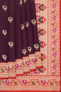 Image of Banarasi Katan Silk Violet Saree