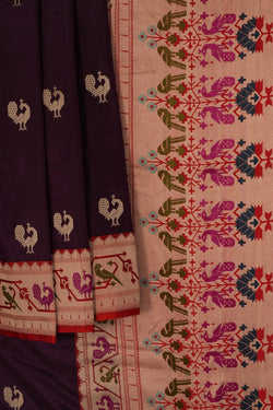 Image of Banarasi Katan Silk Violet Saree