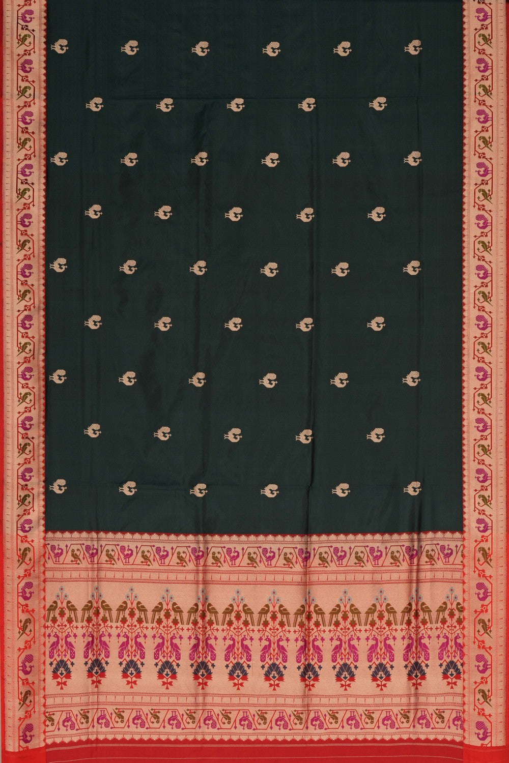 Banarasi Katan Silk Bottle Green Saree