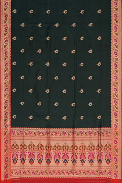 Image of Banarasi Katan Silk Bottle Green Saree