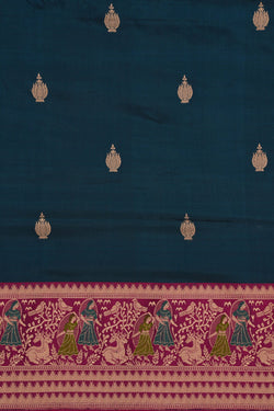 Image of Banarasi Katan Silk Blue Saree