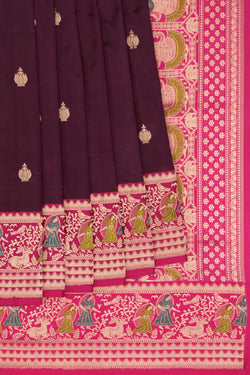 Image of Banarasi Katan Silk Violet Saree