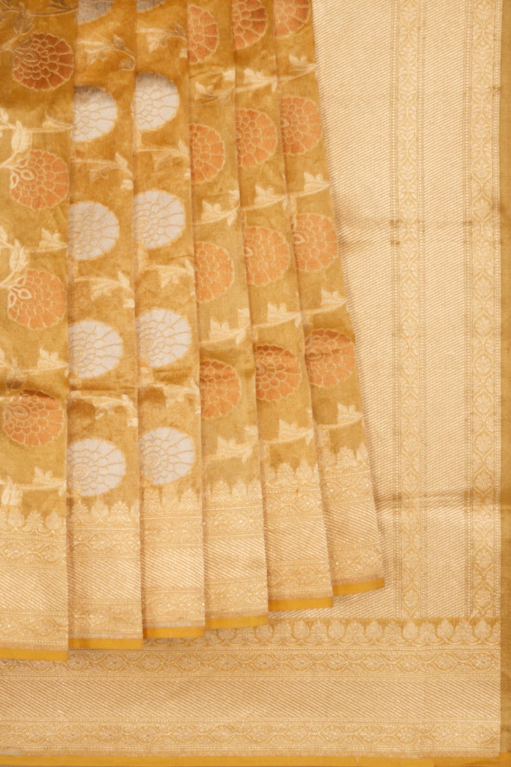 Banarasi Kora Tissue Brocade Yellow Saree