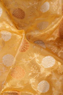 Image of Banarasi Kora Tissue Brocade Yellow Saree