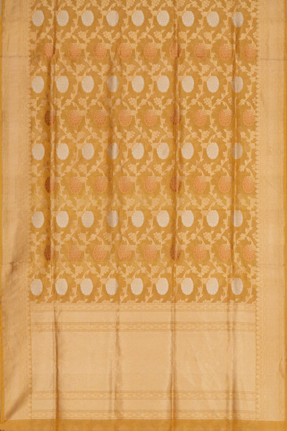 Image of Banarasi Kora Tissue Brocade Yellow Saree