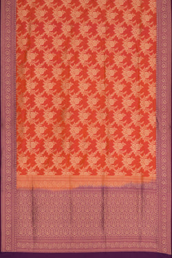 Image of Banarasi Katan Silk Orange Saree