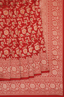 Image of Banarasi Katan Silk Red Saree